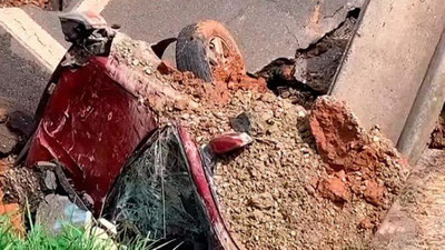 Изрображение 'В США автомобиль провалился сквозь землю (видео)'