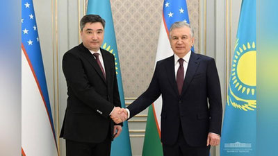 Изрображение 'Президент Узбекистана принял премьер-министра Казахстана'