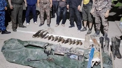 Изрображение 'В ходе ночных рейдов в Сырдарье выявлен факт ловли рыбы с использованием электроудочек'