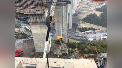 'Turkiyada qurilish jarayonida bo`lgan ko`prikning bir qismi qulab tushdi 'ning rasmi