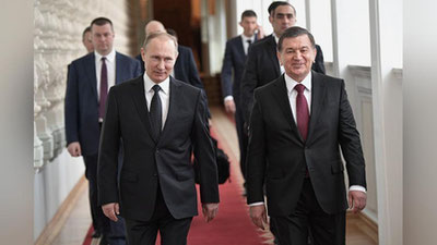 'БУГУН ПРЕЗИДЕНТИМИЗ ШАВКАТ МИРЗИЁЕВ РОССИЯ ФЕДЕРАЦИЯСИГА ЖЎНАБ КЕТДИ'ning rasmi