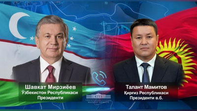 'Shavkat Mirziyoev Qirg`iz rahbariga mamlakatdagi muhim ichki siyosiy tadbirlarni o`tkazishda muvaffaqiyat tiladi'ning rasmi