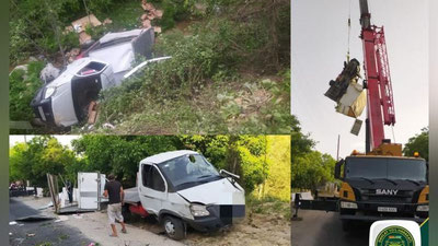 'Samarqandda "radiator" suvi qaynab ketgan "Gazel" jarlikka tushib ketdi'ning rasmi