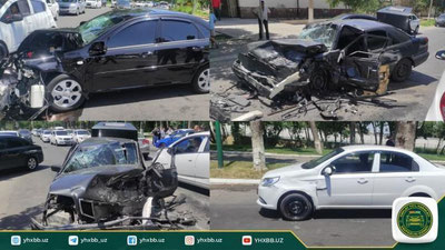 'Poytaxtda "Nexia-3", "Lacetti" va "Mercedes-Benz"  avtohalokatga uchradi'ning rasmi