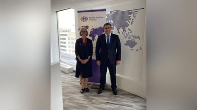 'Adliya vaziri Jahon odil sudlov loyihasi xalqaro nohukumat tashkilotining rahbariyati bilan uchrashdi'ning rasmi