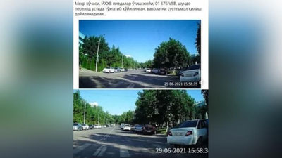 'Toshkentda piyodalar o`tish joyida to`xtab turgan xizmat avtomashinasining haydovchisigi chora ko`rildi'ning rasmi