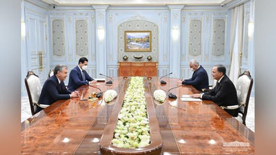 'Shavkat Mirziyoev Turkmaniston Vazirlar Mahkamasi Raisining o`rinbosarini qabul qildi'ning rasmi