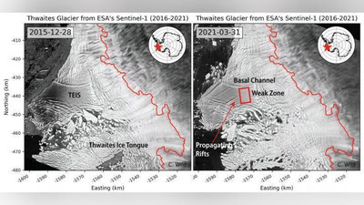 Изрображение 'В леднике Судного дня обнаружили опасные трещины'