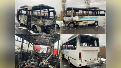 Изрображение 'В Янгиюле на трассе сгорел автобус (видео)'