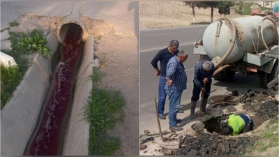 Изрображение 'В одном из арыков в Намангане заметили воду с кровью'