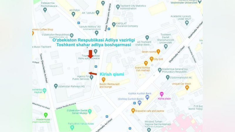 Изрображение 'Изменены адрес и телефоны Ташкентского городского управления юстиции'