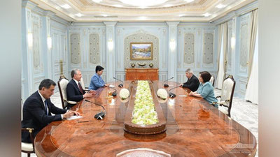 'Prezident Ozarbayjon milliy majlisi raisi Sohiba Gafarovani qabul qildi'ning rasmi