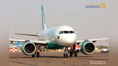 Изрображение 'Первый рейс авиакомпании Flynas торжественно встретили в Ташкенте'
