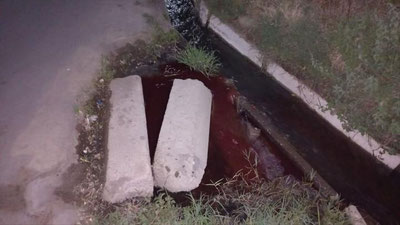 Изрображение 'В одном из арыков Намангана заметили воду с кровью (видео)'
