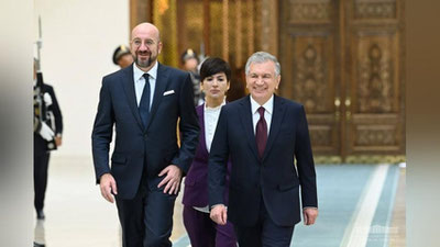 'Evropa kengashi Prezidenti O`zbekistonga keldi. Martabali mehmonni “Ko`ksaroy” qarorgohida Shavkat Mirziyoev kutib oldi'ning rasmi