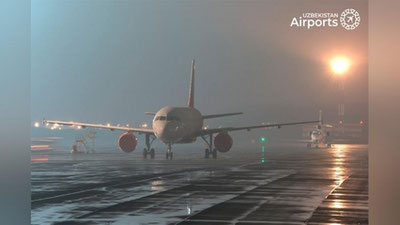 Изрображение 'Работа аэропорта «Ургенч» была ограничена из-за тумана'