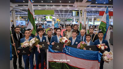 'Jahon chempionatida kumush medalni qo`lga kiritgan O`zbekiston jamoasi tantanali kutib olindi'ning rasmi