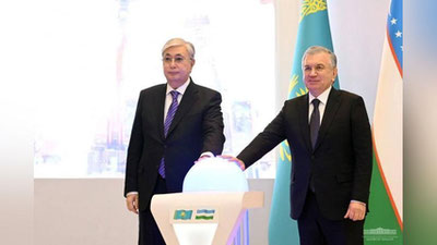 'O`zbekiston va Qozog`iston rahbarlari kooperasiya loyihalarini boshlab berishdi (foto)'ning rasmi