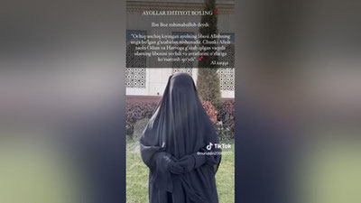 Изрображение 'Ташкентскую студентку, агитирующую женщин надевать бурку, вызвали в РОВД'