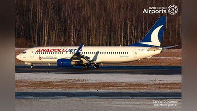 'Turkiyaning "AnadoluJet" aviakompaniyasi Anqara-Toshkent-Anqara yangi yo`nalishini ochdi'ning rasmi