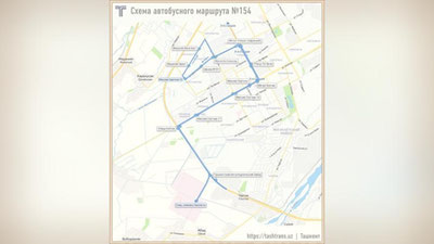 Изрображение 'Опубликована схема движения нового автобусного маршрута в Ташкенте'
