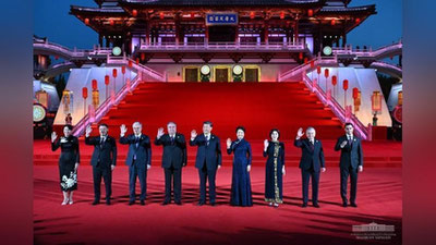 Изрображение 'Фото: официальная церемония встречи глав государств Центральной Азии в Сиане'