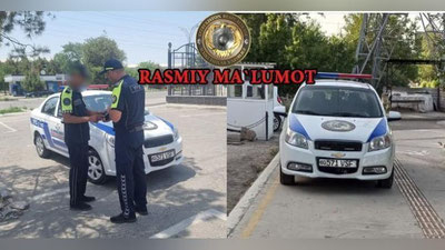 'Buxoroda Yo`l harakati xavfsizligi boshqarmasiga qarashli avtomashina qoida buzdi'ning rasmi