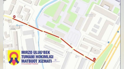 Изрображение 'В Мирзо-Улугбекском районе перекроют улицу в связи с ремонтом моста'