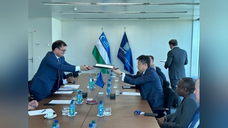 'Adliya vaziri o`rinbosari Butunjahon intellektual mulk tashkiloti bosh direktori Daren Tang bilan uchrashdi'ning rasmi