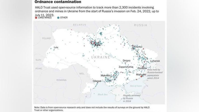 'Ukraina dunyodagi eng ko`p minalangan davlatga aylandi'ning rasmi