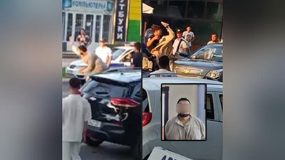 Изрображение 'В Фергане мужчина в ярости разбил стекла прибывшему по вызову такси'