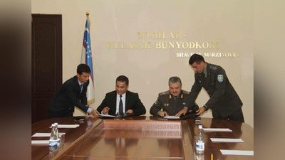 Изрображение '​МИНИСТЕРСТВОМ ОБОРОНЫ И СОЮЗОМ МОЛОДЕЖИ УЗБЕКИСТАНА ПОДПИСАН МЕМОРАНДУМ '