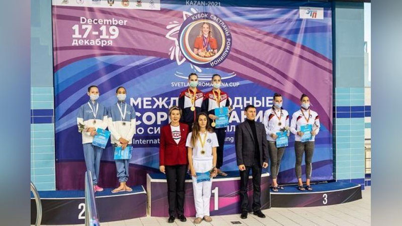 Изрображение 'Юные сихронистки Узбекистана завоевали 6 медалей международного турнира в Казани'