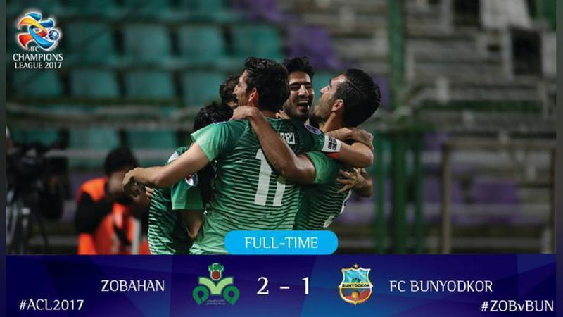 'OChL–2017. “Bunyodkor” safarda “Zob Ahan”ga mag`lub bo`ldi va guruhdan chiqish imkoniyatini yo`qqa chiqardi'ning rasmi