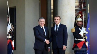 'Shavkat Mirziyoev va Emmanuel Makronning uchrashuvi boshlandi'ning rasmi