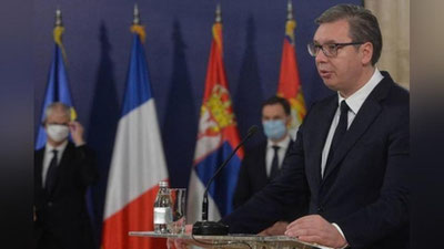 Изрображение 'Действующий президент Вучич побеждает на выборах в Сербии'