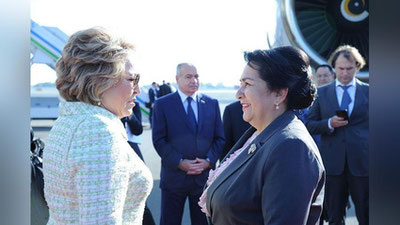 '​Valentina Matvienko Toshkentga keldi. Mehmonni Tanzila Narbaeva kutib oldi'ning rasmi