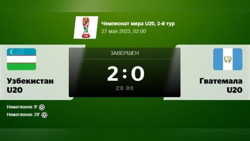 Изрображение 'Узбекистан обыграл Гватемалу и вышел в плей-офф ЧМ U20'