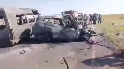 Изрображение 'В страшном ДТП в Туркестанской области Казахстана погибли 9 человек (видео)'