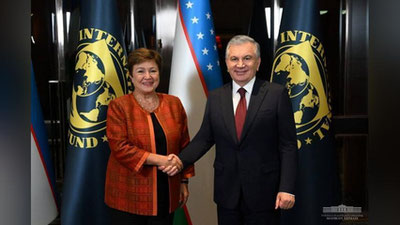 'Mirziyoev Nyu-Yorkdagi o`ziga ajratilgan qarorgohda Xalqaro valyuta fondi boshqaruvchi direktorini qabul qildi'ning rasmi