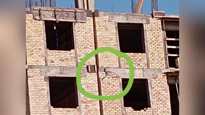 'Toshkent shahri Sergeli tumanida qurilishi yakunlanmagan ko`p qavatli uyning devorida yoriq paydo bo`ldi'ning rasmi
