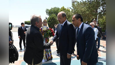 Изрображение 'Генсек ООН Антониу Гутерриш прибыл в Ташкент'