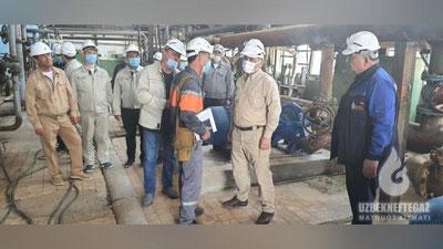 '“O`zbekneftgaz”: Boshqaruv raisi boshchiligidagi “Ishchi guruh” gazni qayta ishlash borasidagi ishlar holatini o`rganish maqsadida “Muborak” gazni qayta ishlash zavodida bo`ldi (Foto)'ning rasmi