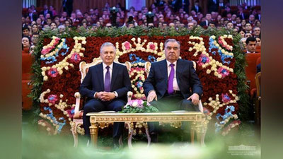 Изрображение 'Шавкат Мирзиёев и Эмомали Рахмон вместе посмотрели концерт "Вечер дружбы"'