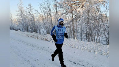Изрображение 'В Якутии при температуре -55 градусов прошел экстремальный марафонский забег (видео)'