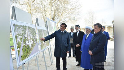 'Шавкат Мирзиёев Имом Бухорий мақбарасини зиёрат қилди  'ning rasmi