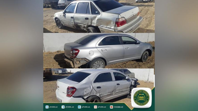 'Forishda "Cobalt" haydovchisi piyodani urib yubormaslik uchun to`xtab turgan ikkita mashina bilan to`qnashdi'ning rasmi