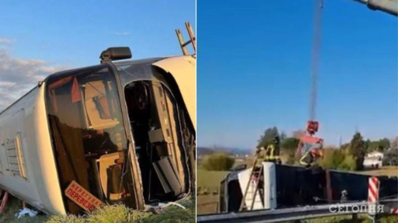 'Италияда украиналик қочқинлар бўлган автобус ағдарилиб кетди. Қурбонлар бор... 'ning rasmi