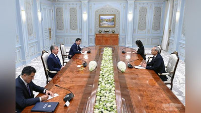 'Shavkat Mirziyoev Shanxay hamkorlik tashkiloti Bosh kotibi Chjan Minni qabul qildi'ning rasmi