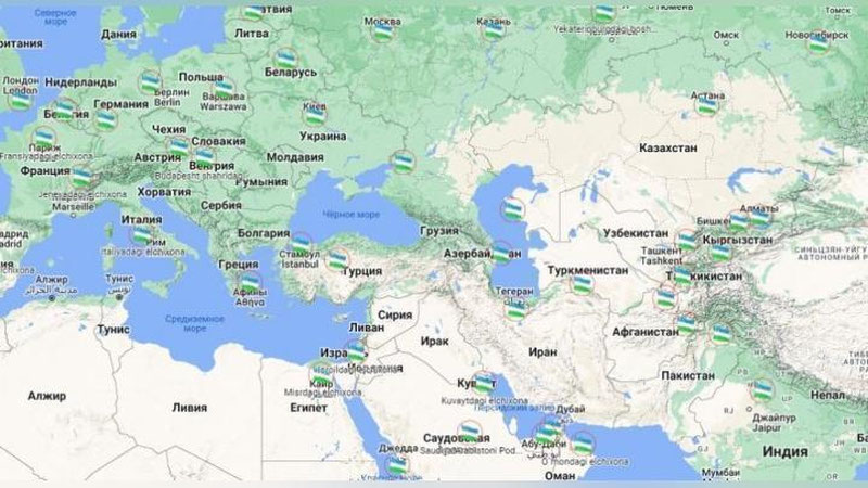 'Xorijiy davlatlarda tuzilgan saylov uchastkalari manzillari ko`rsatilgan interaktiv xarita e`lon qilindi'ning rasmi